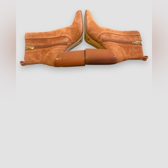 Vince Camuto Enverna Ankle Boots Women’s Size 7 Warm Caramel Leather Block Heel - Picture 4 of 8